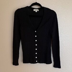 Norm ThompsonBlack Cable Knit Cardigan size small petite